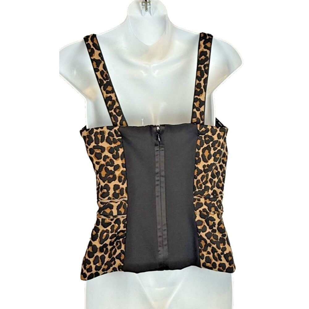 WHBK White House Black Market Leopard Bustier 6 Peplum Zipper Back Strapless - Picture 5 of 16